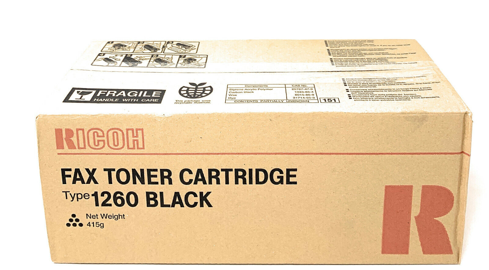 RICOH 430351 412895 TYPE 1260D TONER ORIGINALE FAX 3310L/3320L/4410nf/4420/4430