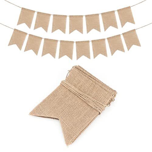 G2PLUS 4.4M Ghirlanda Bandierine di iuta-15PCS Bandierine di Iuta Festone (P9F)