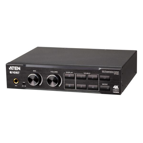 ATEN Switch matrix per presentazioni 4 x 2 True 4K con scalatura, DSP, e HDBaseT