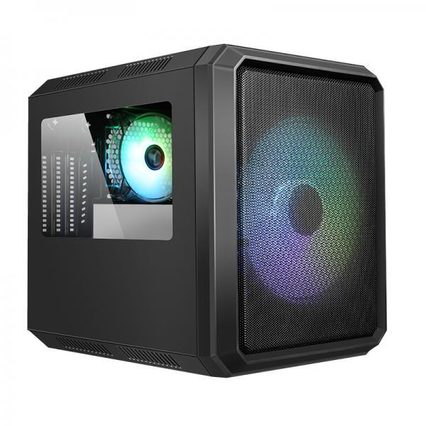 iTek Case QBO 8 EVO, Cube Case D-RGB - Nero con Finestra