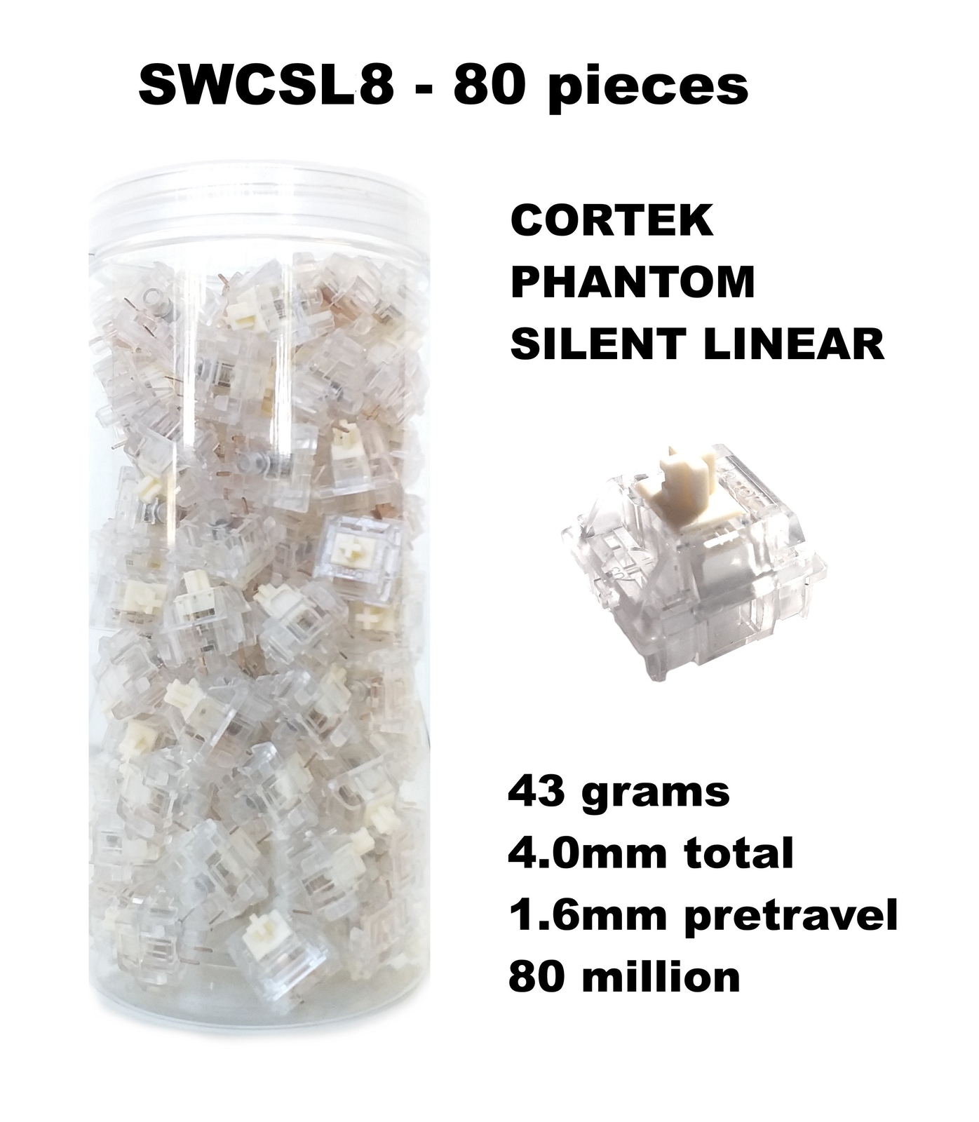 KIIT 80 SOTTOTASTI CORTEK PHANTOM SILENT LINEAR