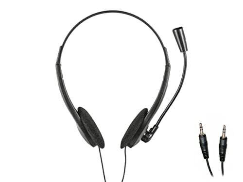 ZOREI Cuffia con Microfono per PC, Doppio Jack 3,5mm, Audio e Microphone (m9B)