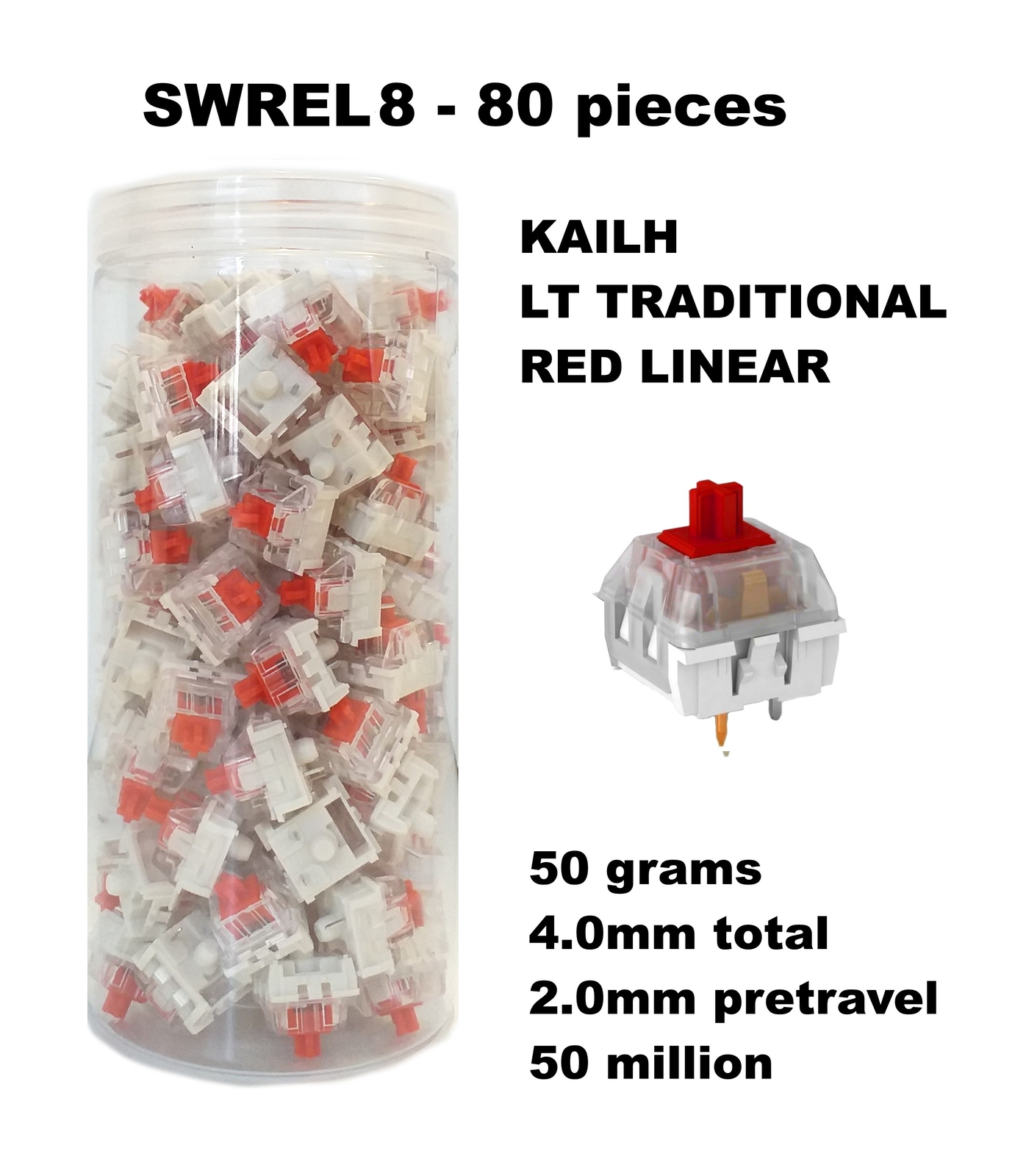 SET 80 SOTTOTASTI SWITCHES KAILH LT RED LINEAR