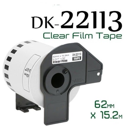 ETICHETTE DK22113 62mmX15,24MT COMPATIBILI TRASPARENTI ROTOLO CONTINUO PER BROTH