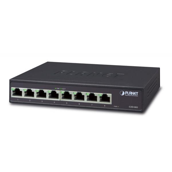 Planet GSD-805 Nero (8-Port 1000Base-T Desktop - Gigabit Ethernet Switch - - Int