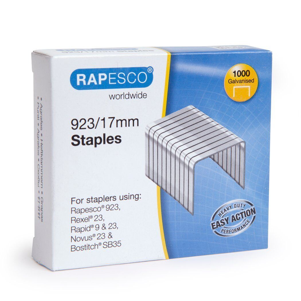 Rapesco 923/17mm Graffette - Rigido Filo Galvanizzato Scatola 1,000 - Code: 1240
