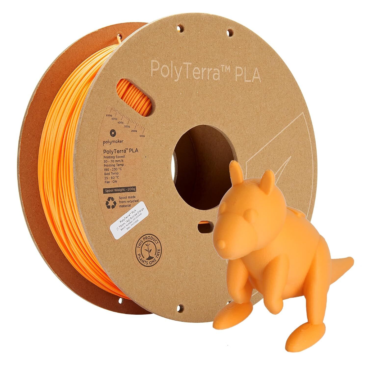 Polymaker PolyTerra PLA Sunrise Orange - 1.75mm - 1kg Arancione alba.
