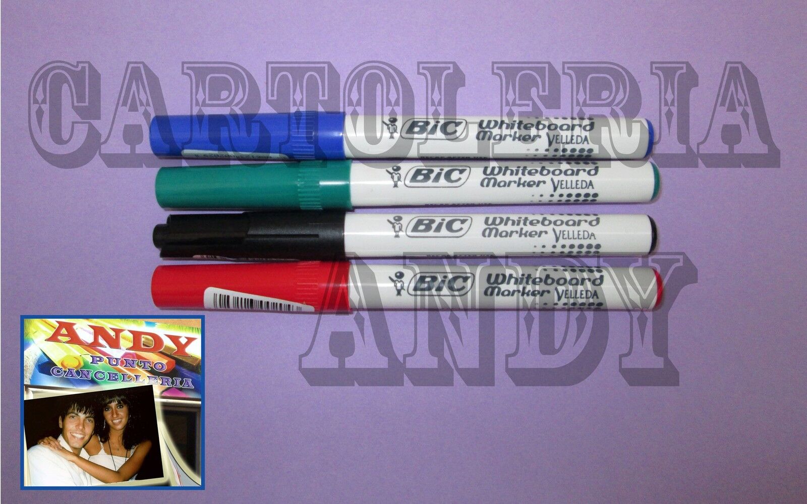 4 PENNARELLI VELLEDA WHITEBOARD MARKER 1741 - BIC - P.TONDA BLU ROSSO VERDE NERO