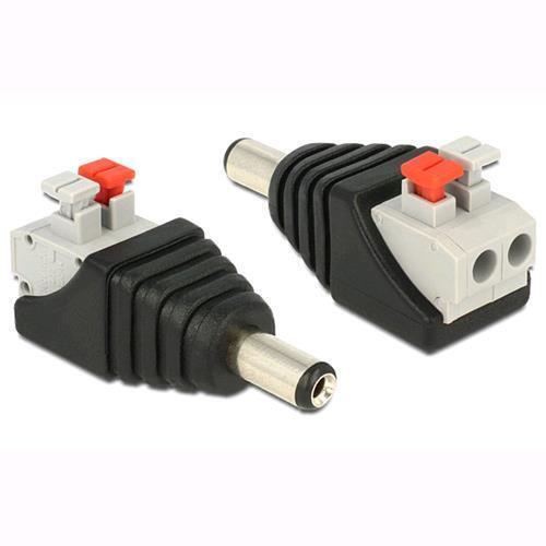 Delock Adattatore DC 2.1x5.5mm Maschio Terminal Block 2 pin con Pulsante