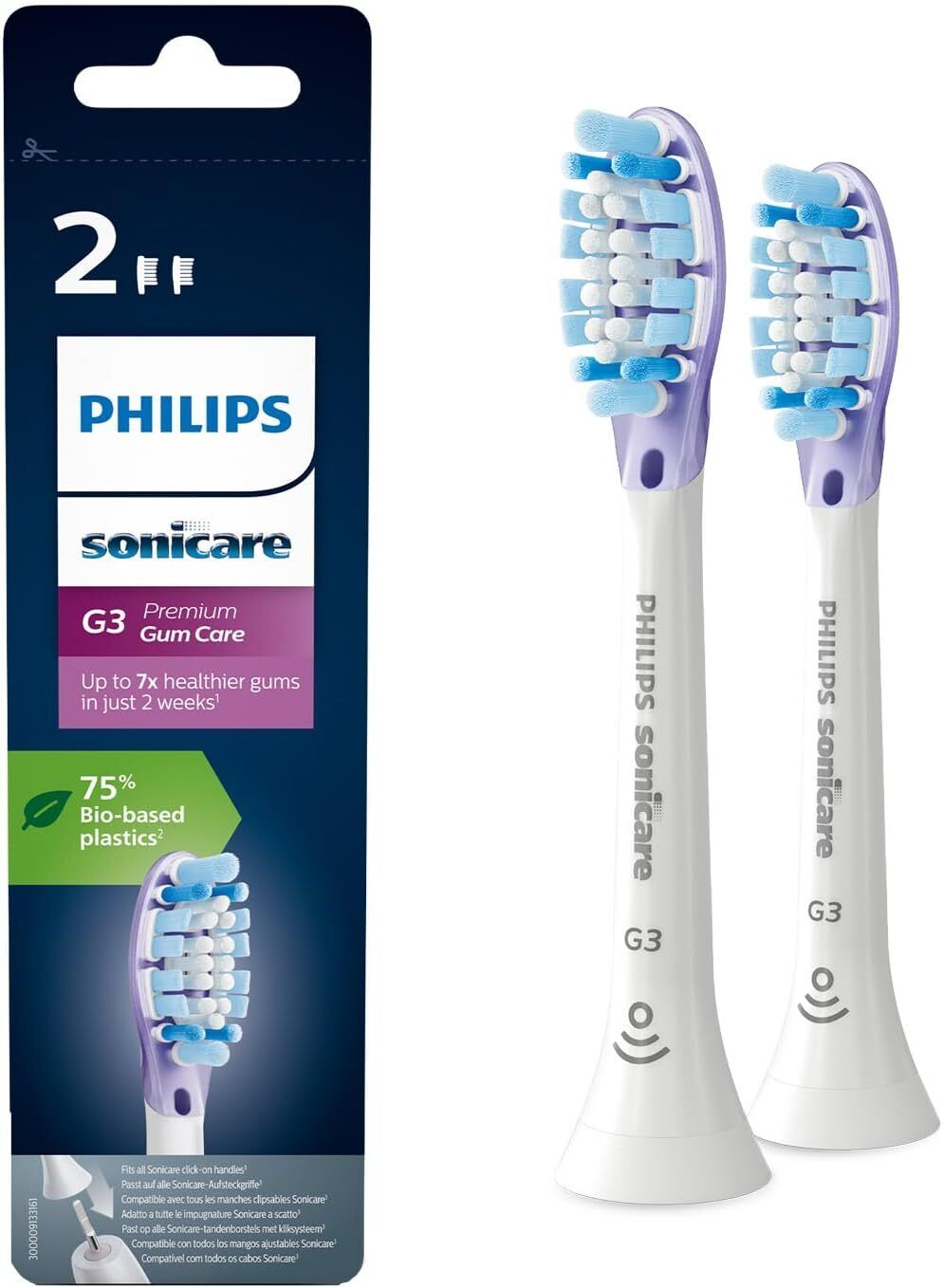 Philips Sonicare HX9052/17 Pack da 2 Testine di Ricambio G3 Premium Gum...