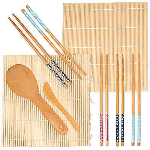 Oak & Steel - Sushi Making Kit con Tappetino da bambù - 9 Pezzi - (Z3w)