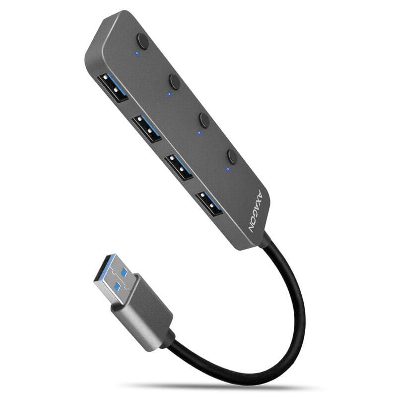 AXAGON HUE-MSA Superspeed USB-A Switch Hub 4x USB 3.0 aktiv 20cm nero HUE-MSA