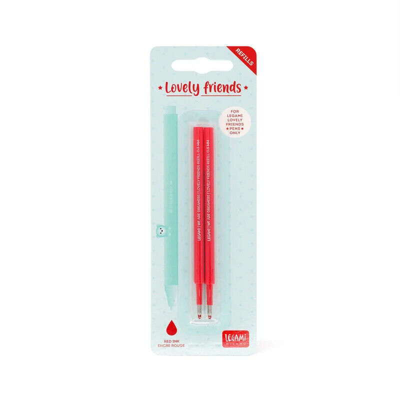 Legami Set di 2 Refill per Penna Gel - Lovely Friends - rosso