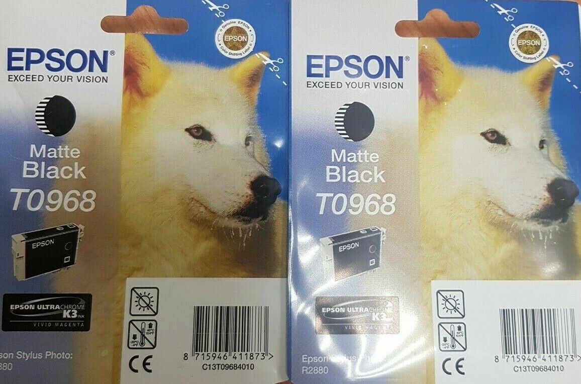 2 CONFEZIONI EPSON T0968 MATTE BLACK SCAD 12/2021 OFFERTA