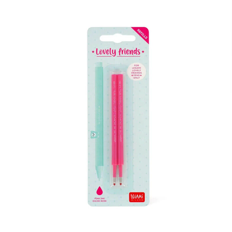 Legami Set di 2 Refill per Penna Gel - Lovely Friends - rosa