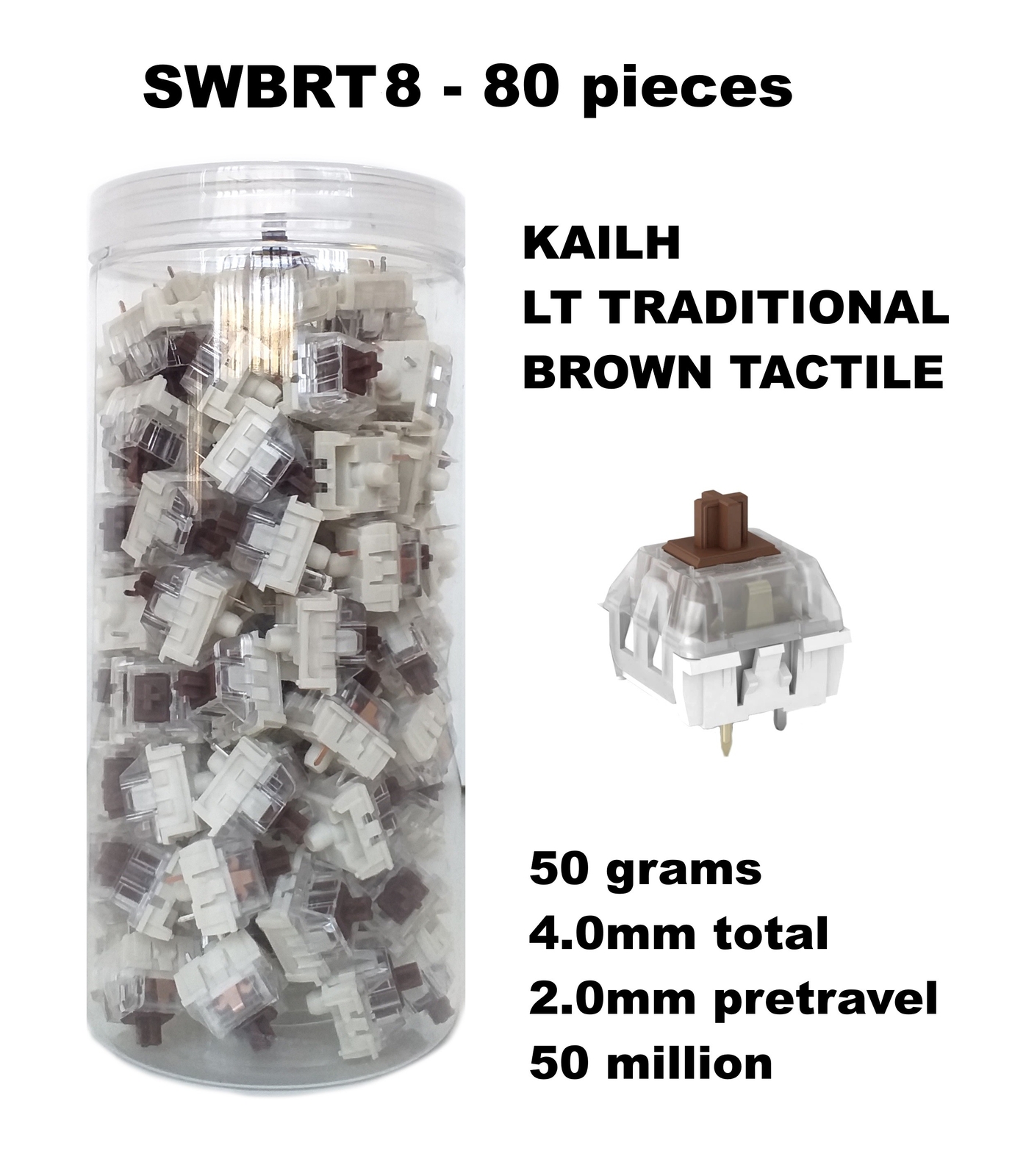 SET 80 SOTTOTASTI KAILH LT BROWN TACTILE