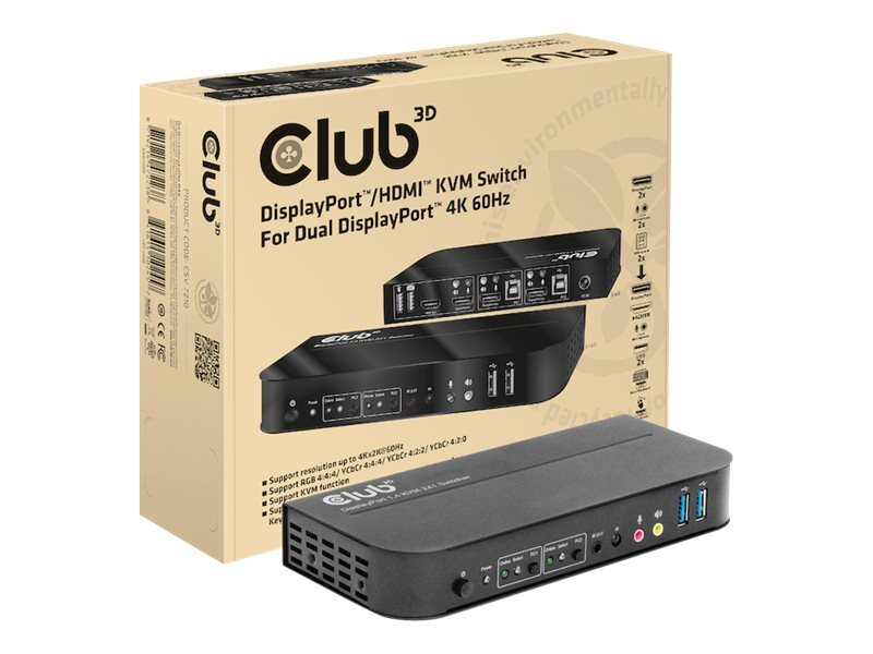 Club 3D CSV-7210 4096 x 2160 Pixel 4K Ultra HD 12 W Nero Kvm switch CSV-7210