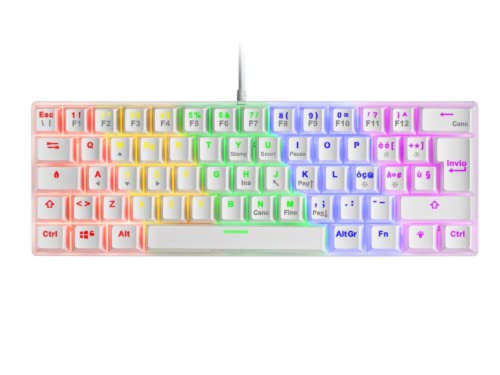 Mars Gaming MK60 Bianco, Tastiera Gaming Meccanica FRGB, Antighosting, Switch Me