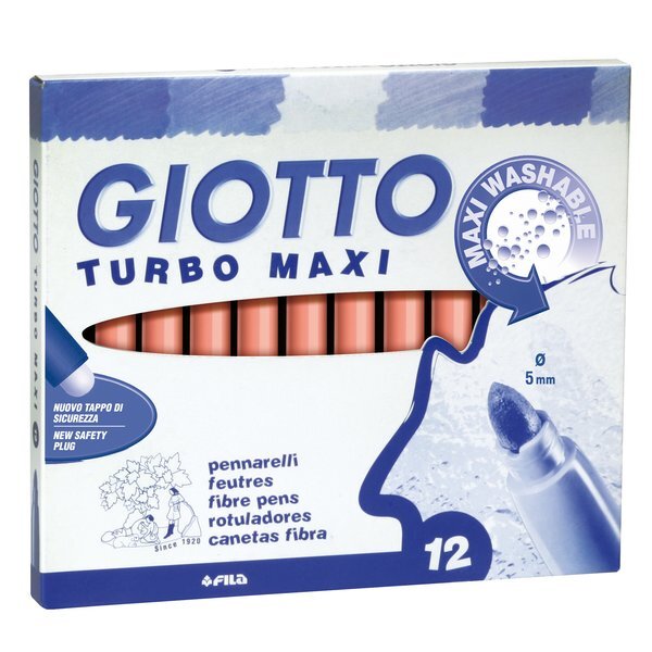 Pennarello GIOTTO Turbo Maxi punta grossa in fibra 5 mm rosa Conf. 12 pezzi - 45