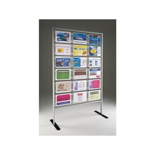 Porta-avvisi autoportante Menpa TECNOSTYL A4 in alluminio 18 scomparti 110x46x18
