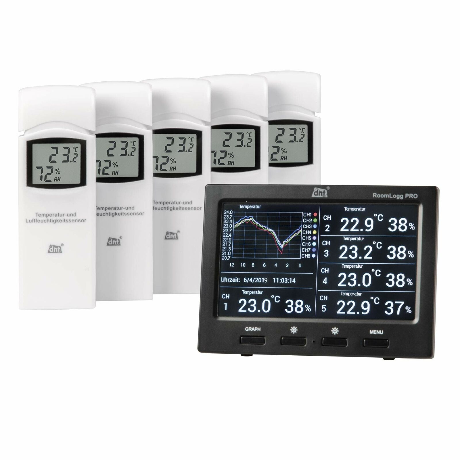 DNT - Stazione meteorologica Wireless RoomLogg PRO, 868 MHz, con 5 (S9a)