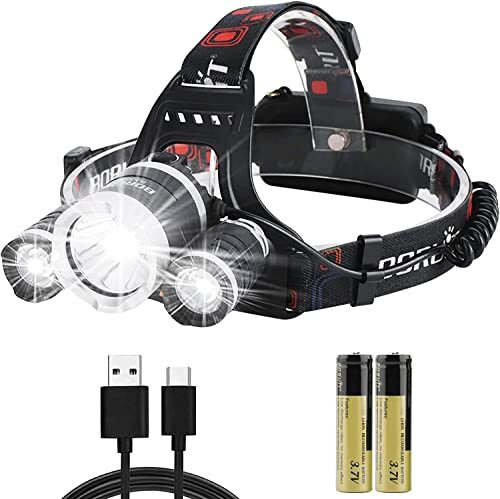 Boruit RJ3000 Torcia Frontale Ricaricabile, Proiettore LED ultra luminoso (o0f)