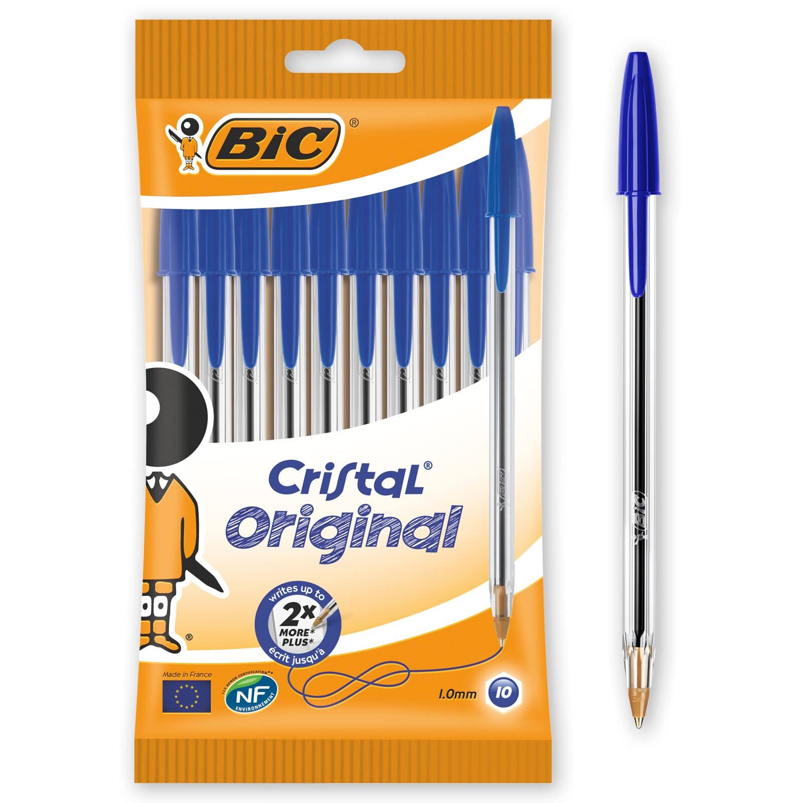BIC Cristal Original Ballpoint Pens, Every-Day Biro Pens with Medium Point (1.0m