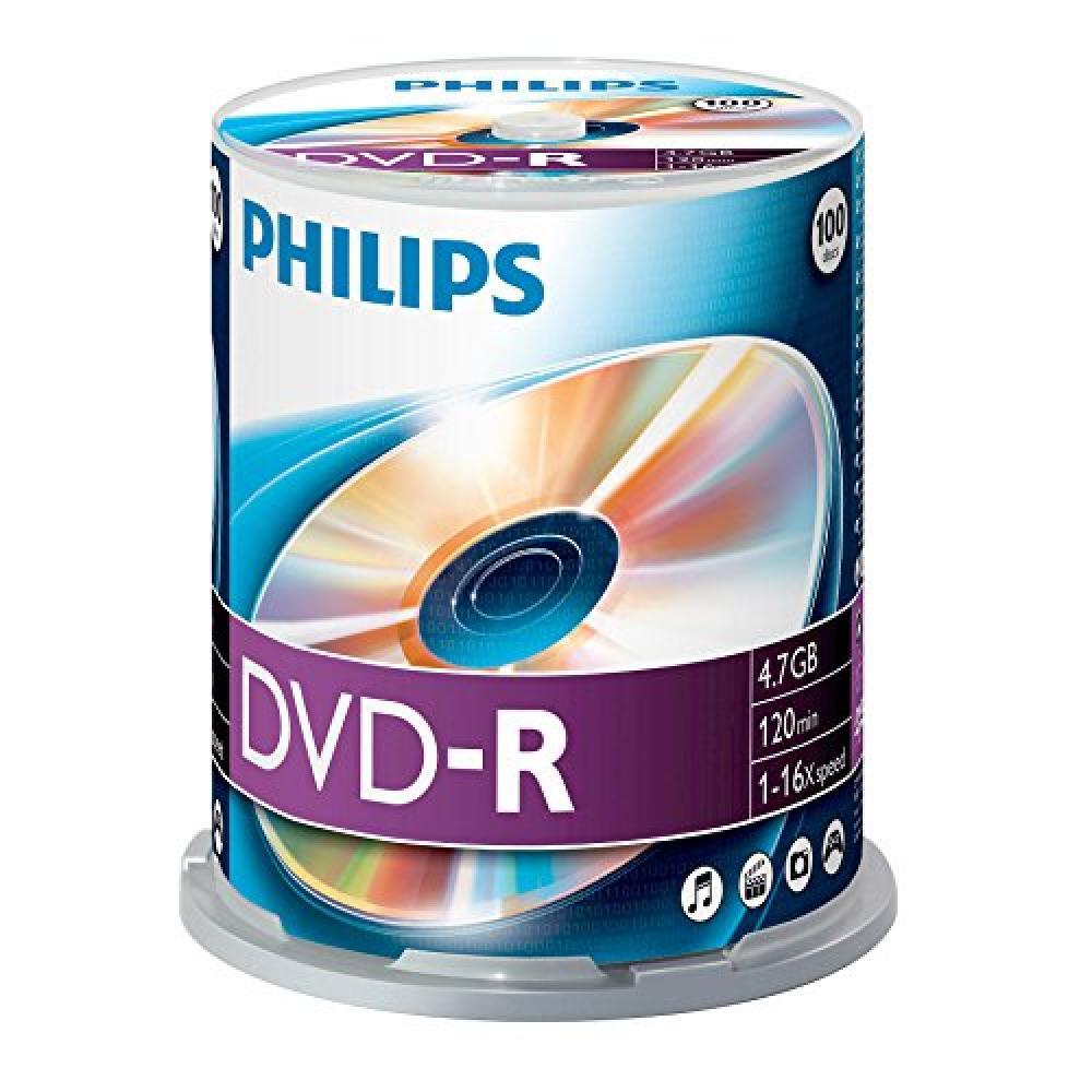 (TG. Campana da 100) DVD-R vergini Philips DM4S6B00F 4,7GB, 120min. in campana d
