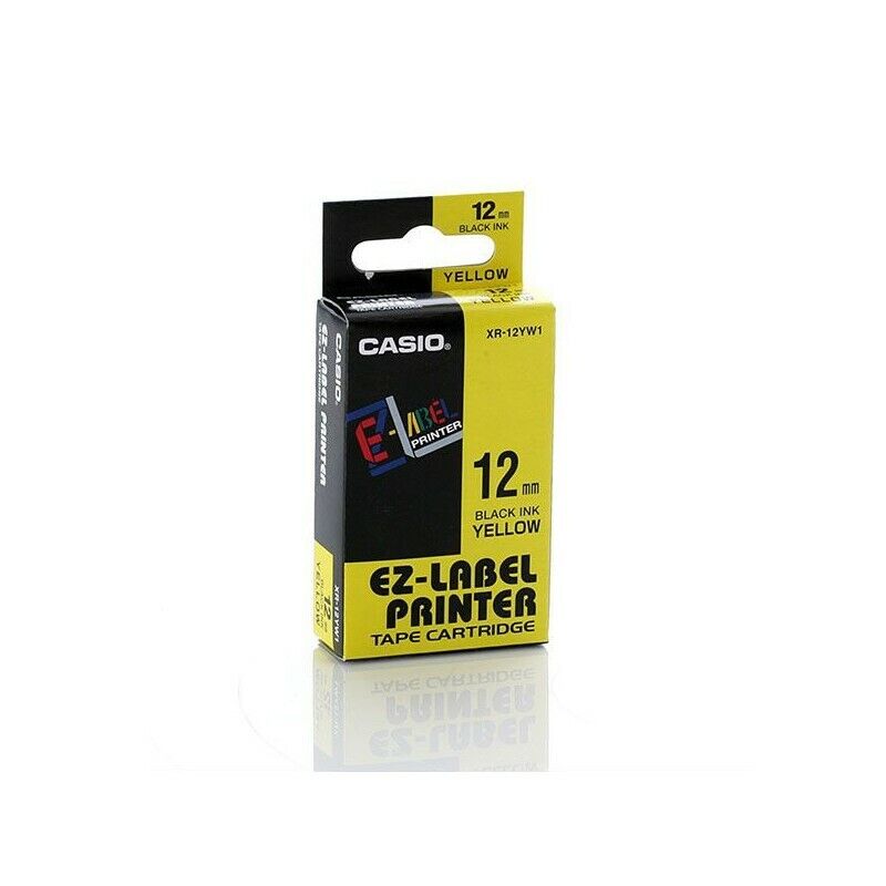 Nastro Etichettatrice CASIO XR-12YW da 12 mm. X 8 Mt. Nero su Giallo