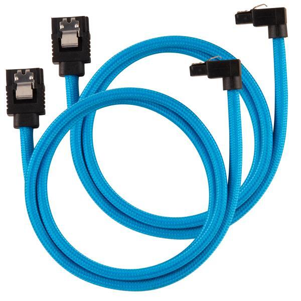 Corsair Premium Sleeved SATA Cable, 90? - SATA 6Gbps 60cm, Blu