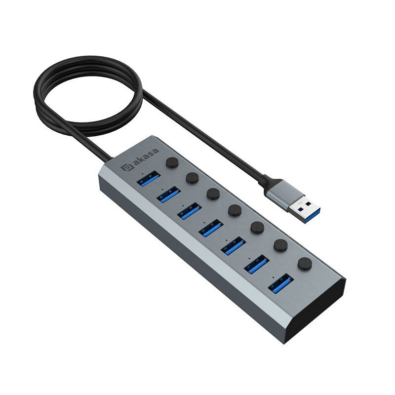 Akasa Connect 7 IPS 7-Port USB Hub with Individual Switches AK-HB-21BKCM