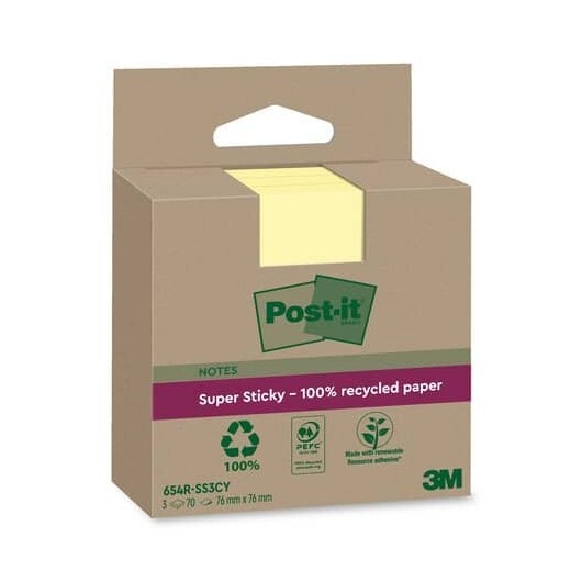 Foglietti riposizionabili Post-it® Super Sticky carta riciclata al 100% 76x76 mm