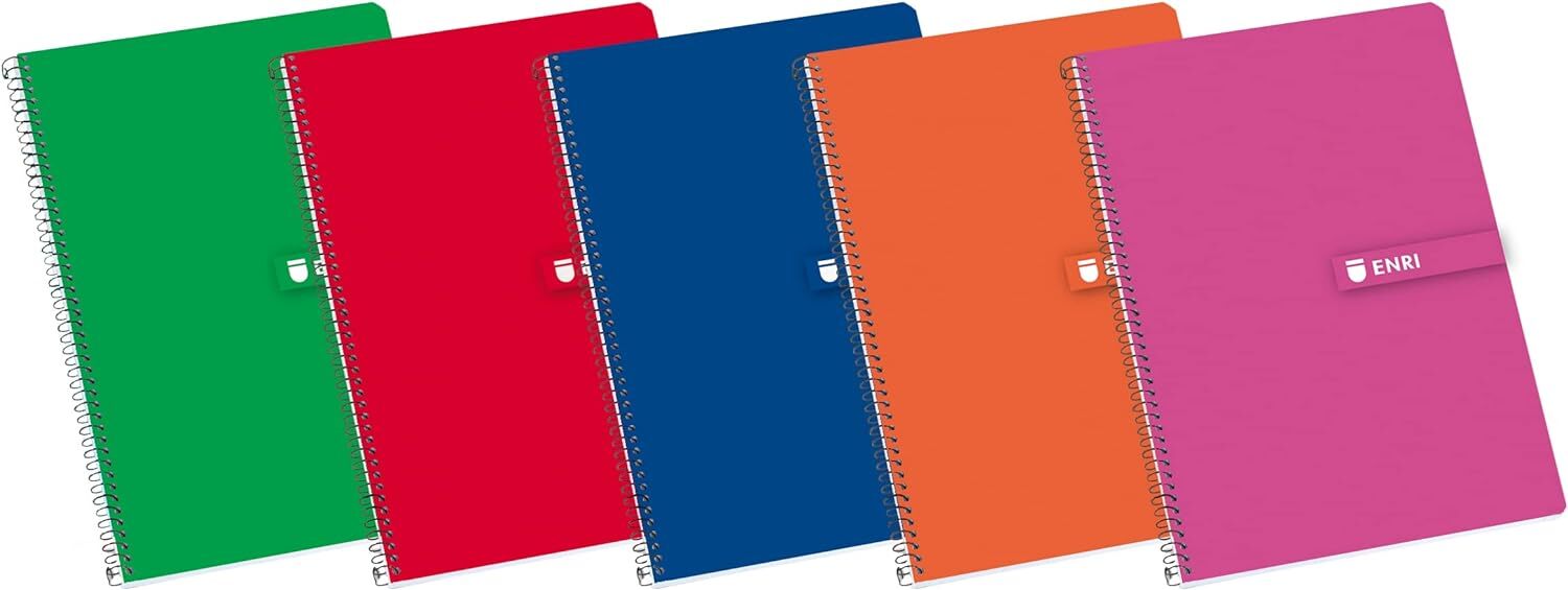 Cuadernos Folio(A4) Enri. Pack 5 unidades. Tapa Dura. 80 Hojas cuadrícula 4x4. S