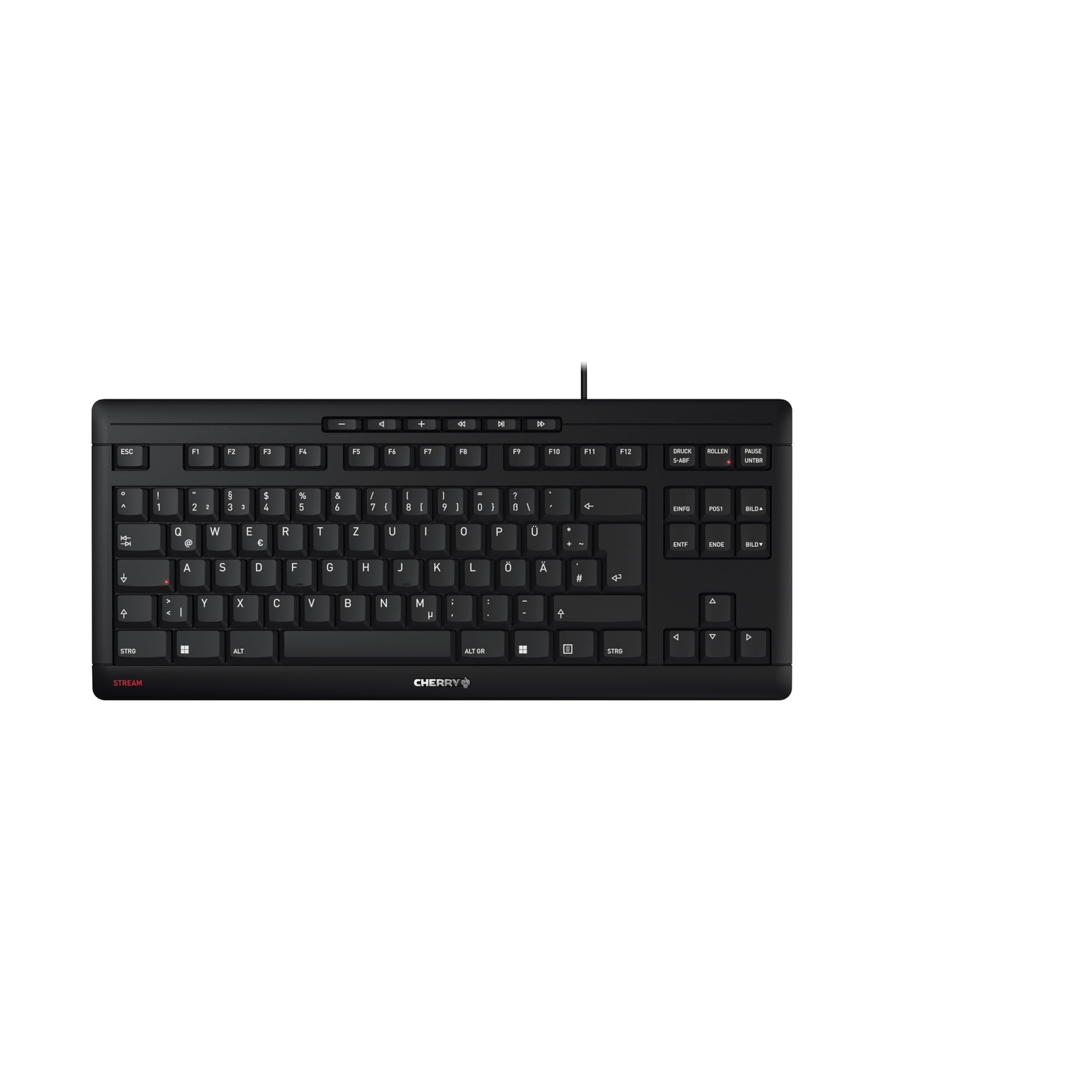 Cherry Stream Keyboard TKL, German design, QWERTZ Keyboard, Wired Keyboard, Blue