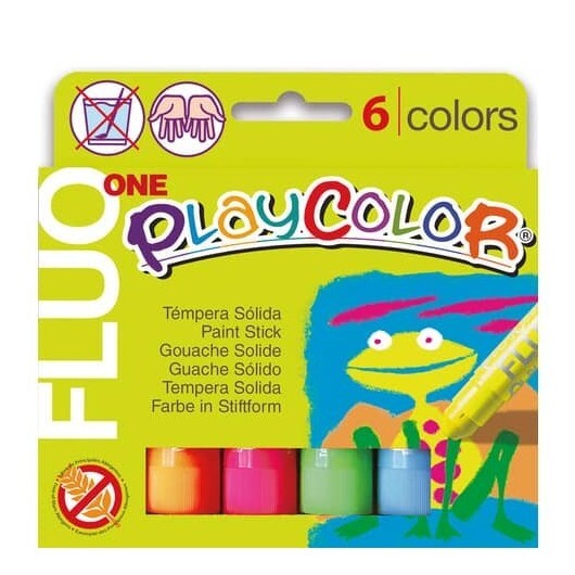 Playcolor tempera solida in stick 6 colori assortiti fluo - 10 gr 10431