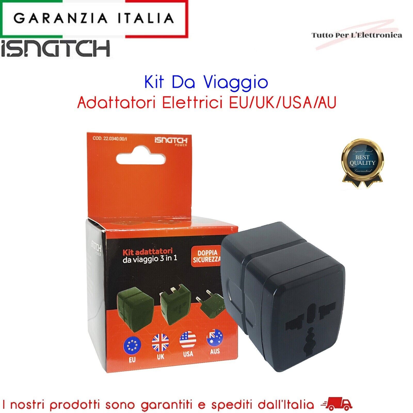Kit Da Viaggio Adattatori Elettrici EU/UK/USA/AU