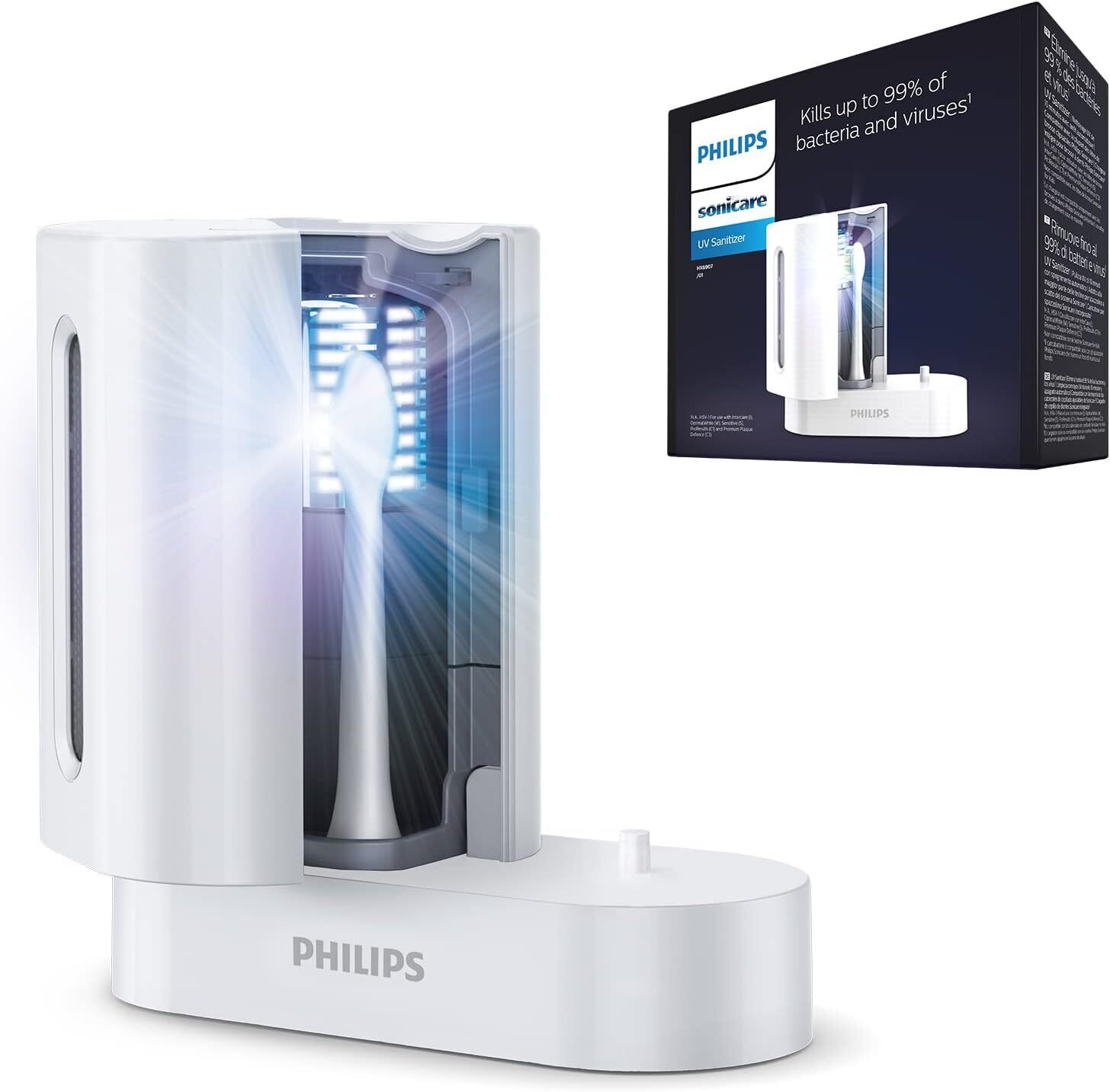 Philips Sonicare UV Sanitizer Igienizzatore, Igienizza 2 Testine (modello...