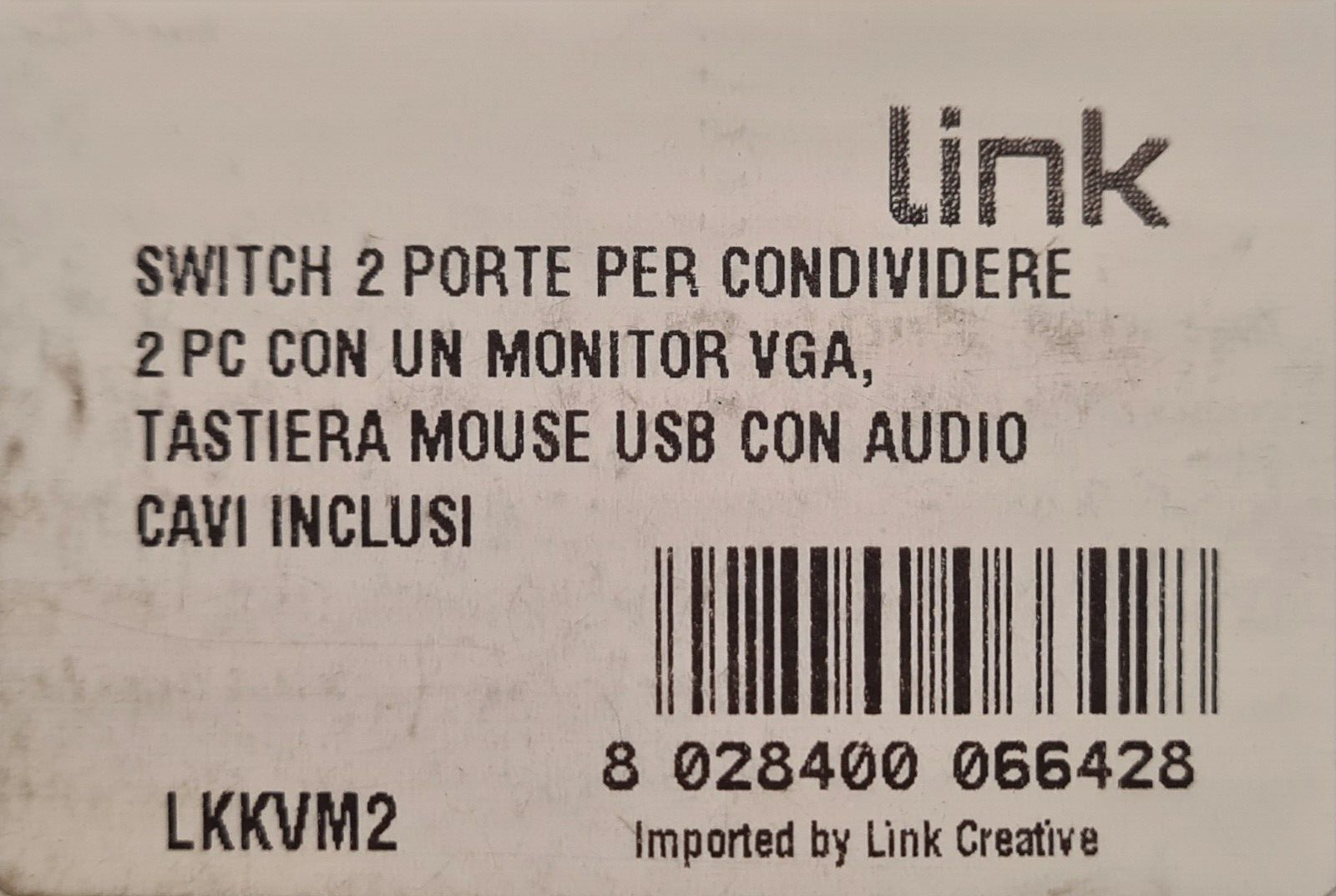 OFFERTA SWITCH LINK 2 PORTE PER CONDIVIDE 2 PC -  ORIGINALE NUOVO COD. LKKVM2