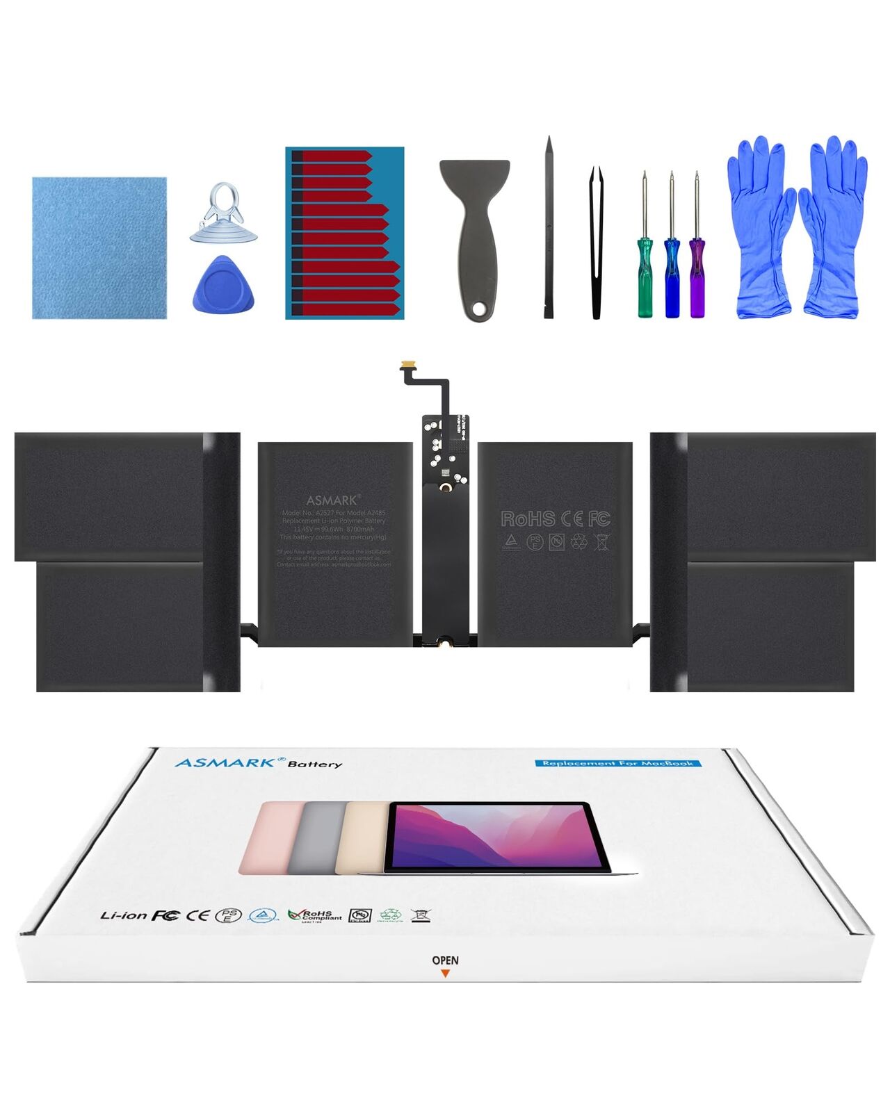 ASMARK Batteria MacBook Pro A2485 per 16 pollici (2021) A2527 Battery (t3s)