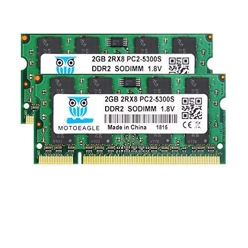 4GB Kit (2x2GB) DDR2 667MHz SODIMM 2GB PC2-5300S Non-ECC 2Rx8 CL5 200-Pin (I7j)