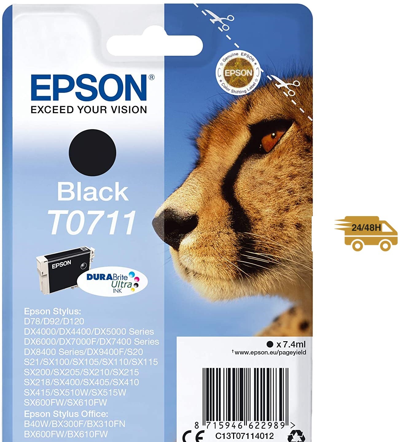 CARTUCCIA ORIGINALE EPSON D78 BK T0711 NERO Stylus D78 DX4000  DX4050 SX415