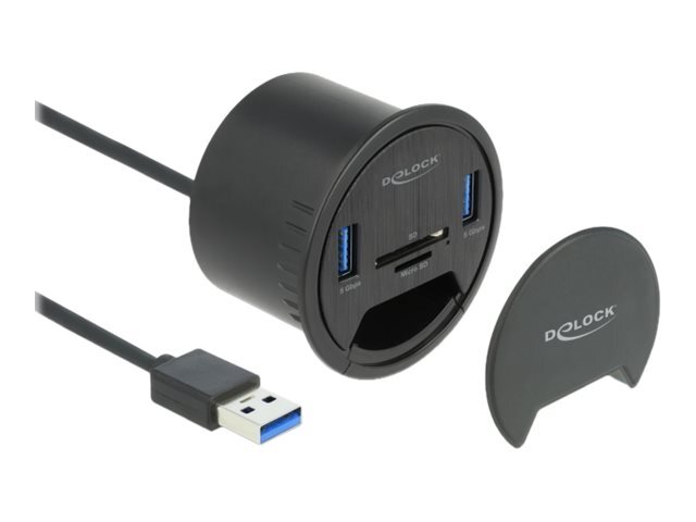 Delock 2 Port Tisch-Hub 2 x SuperSpeed USB Typ-A und Card Reader für 64152