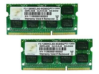 G.Skill 8GB DDR3-1600 SQ 8 GB 2 x 4 GB DDR3 1600 MHz 204-pin F3-12800CL9D-8GBSQ