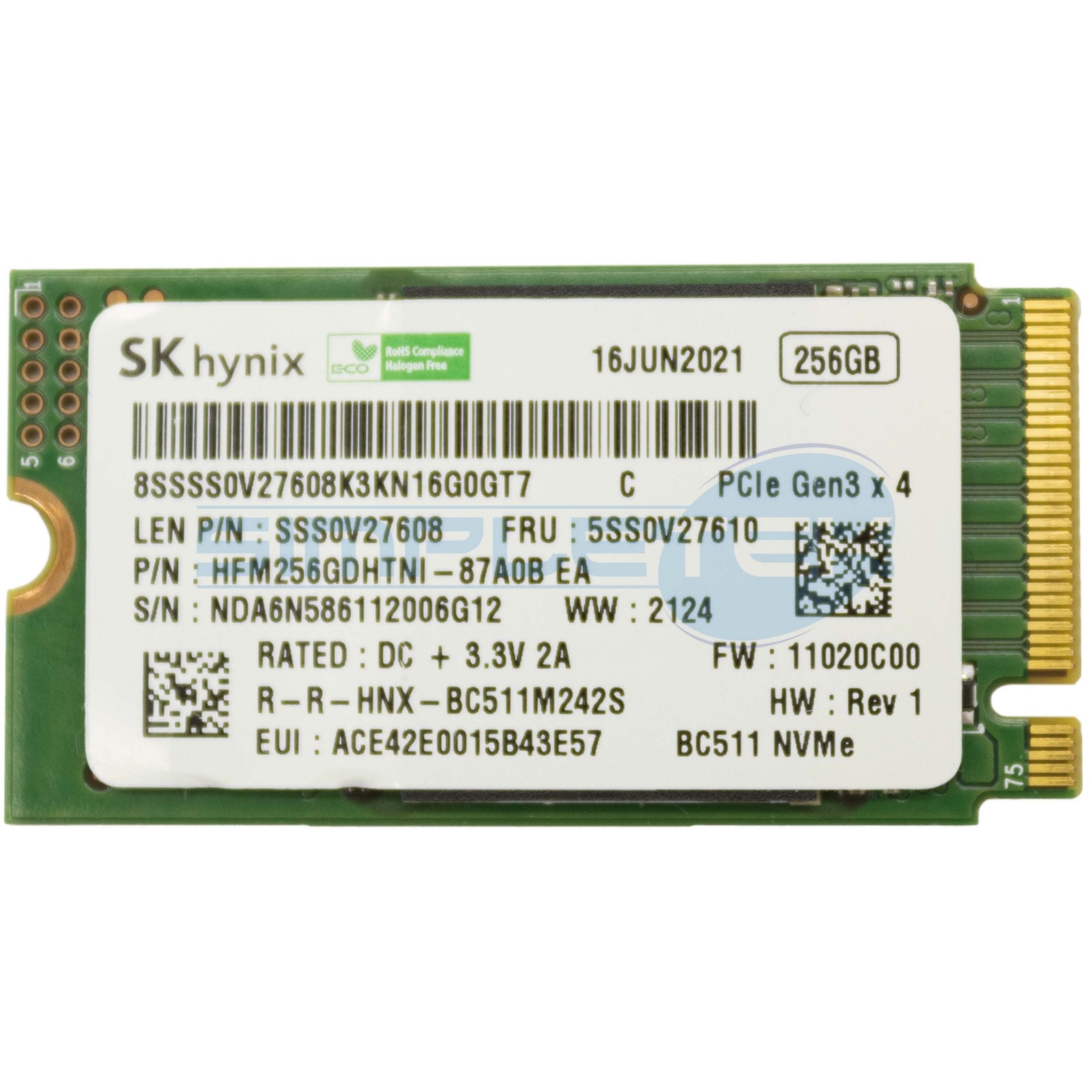 Ssd 256gb 2242 M.2 Nvme Pci-e 3.0 X4 Sk Hynix Hfm256gdhtni-87a0b 5ss0v27610_