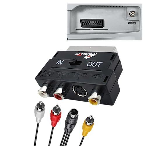 BullTek Convertitore Connettore SCART a 3x RCA Jacks S-Video S-VHS (B7I)