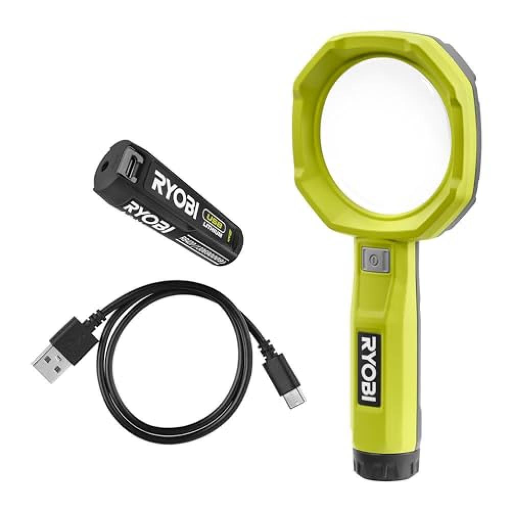 (TG. Lampes) RYOBI - Lente d'ingrandimento illuminata 4V USB al litio - 2 intens