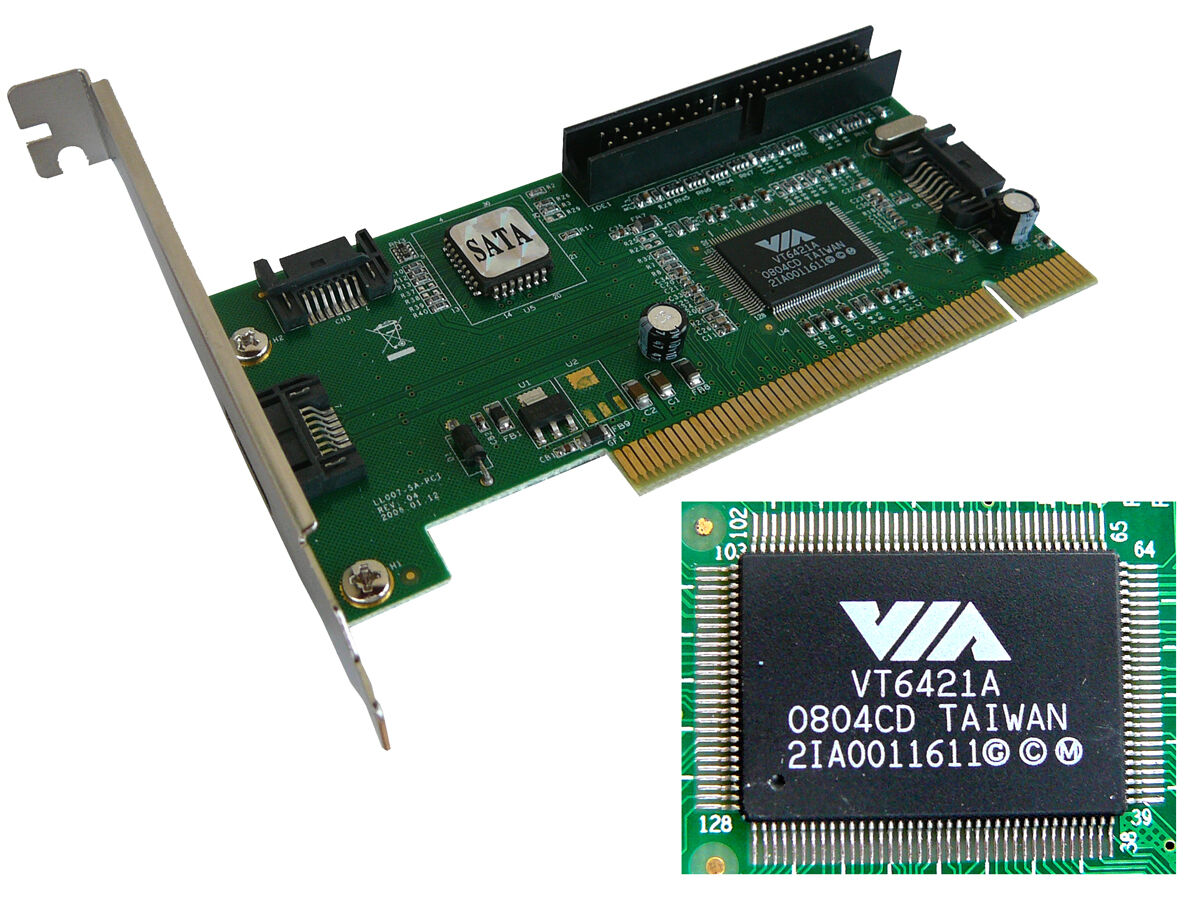 Controllore PCI Via 2x SATA + 2x Ide - Raid 0, 1, 0+1 - Chipset Via VT6421A