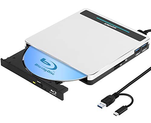 Bluray Lettore DVD esterno Bluray, USB 3.0 Type C, lettore Bluray CD DVD (e6f)