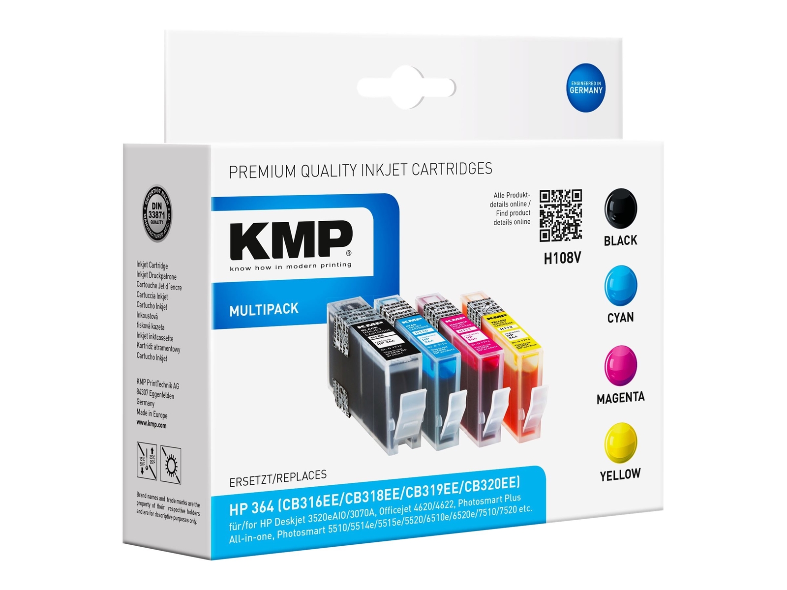 KMP H108V Inchiostro a base di pigmento Inchiostro colorato 4 pz 1712,8005