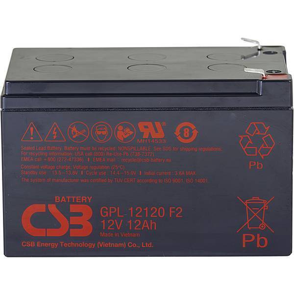 CSB Battery GPL12120F2  GPL 12120  Batteria al piombo 12 V 12 Ah Piombo-AGM (L x